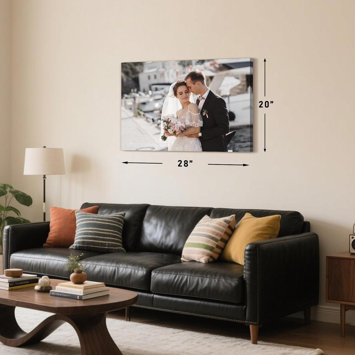 Personalized Custom Canvas Prints with Your Photos & Text, Customized Picture Print, Transform Own Images Into Framed Wall Art Digitally Printed Photo to Canvas, Keepsakes Gifts for Family 28x20’’