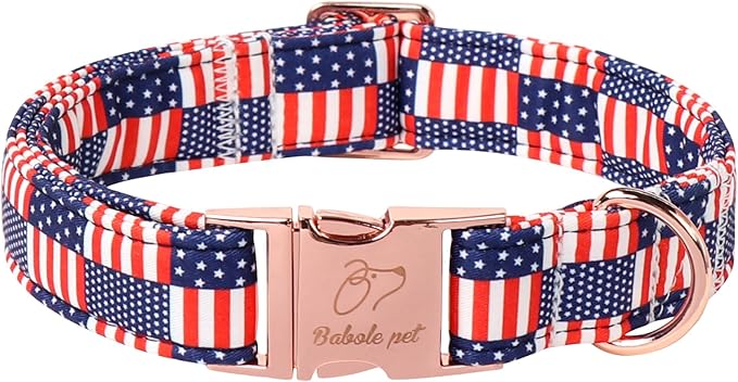 4th of July Dog Collar - US Flag Patriotic Dog Collars for Small Dogs, Adjustable Independence Day Stars & Stripes American Flag Collar S