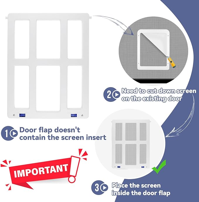 NAMSAN Dog Screen Door, Flap Opening 11.2 x 14.4 inches, Dog Door for Screen Door, Large Pet Door for Sliding Door Magnetic Self-Closing, Screen Door with Doggie Door Built in, Lockable, White