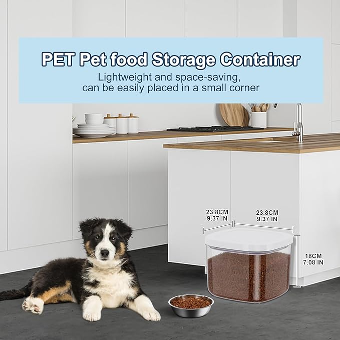 5-8Lbs/5.28Qt/5L Airtight Dog Cat Food Storage Container and Pet Storage Bin BPA-Free. PET Clear Stackable Dog Treat Containers for Pet Food/Rice/Dry/Cereals/Flour/Sugar/Bread, etc (Medium