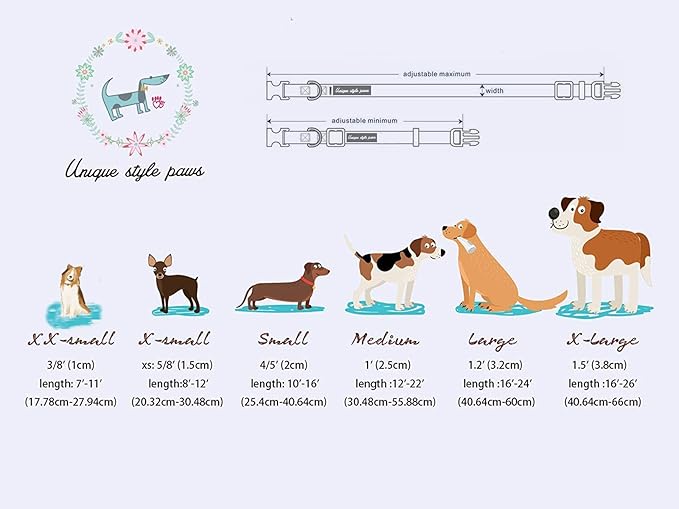 Unique Style Paws Dog Collar Metal Buckle Watermelon Cute Collar for Small Medium Large Boys Girls Dogs