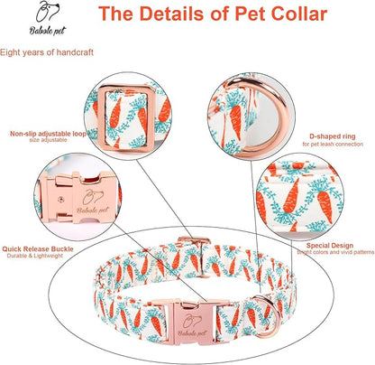 Easter Dog Collar, Cute Carrot Easter Collar for Boy Girl Dogs, Adjustable Heavy Duty Spring Holiday Dog Collars for Small Medium Large Dogs with Metal Buckle XL