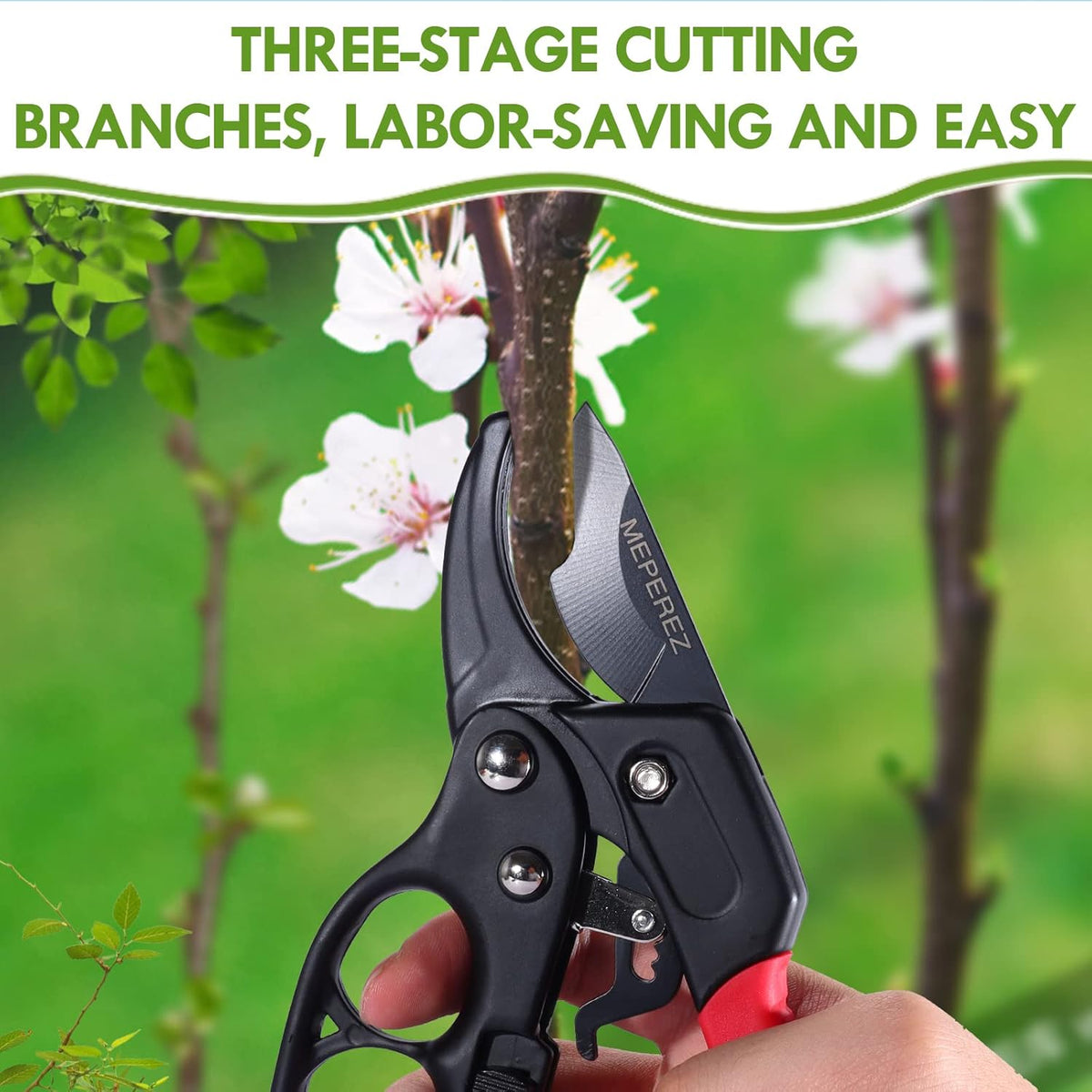 Ultra Sharp Germany Steel Pruning Shears - Cuts 3X Easier, Weak Hand Arthritis Snips, Rust-Resistant, Effortlessly 1-Inch Cut Capacity Garden Scissors, Ergonomic Handle (Reddish balck)