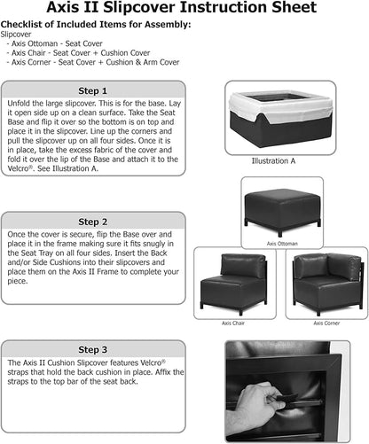 Howard Elliott Axis Chair with Cover for Both Indoor & Outdoor Seating, Cushioned Chair & Seating Titanium Frame Chair for Living Room, Office and Bedroom, 30.5 x 32.5 x 30 Inches, Avanti White