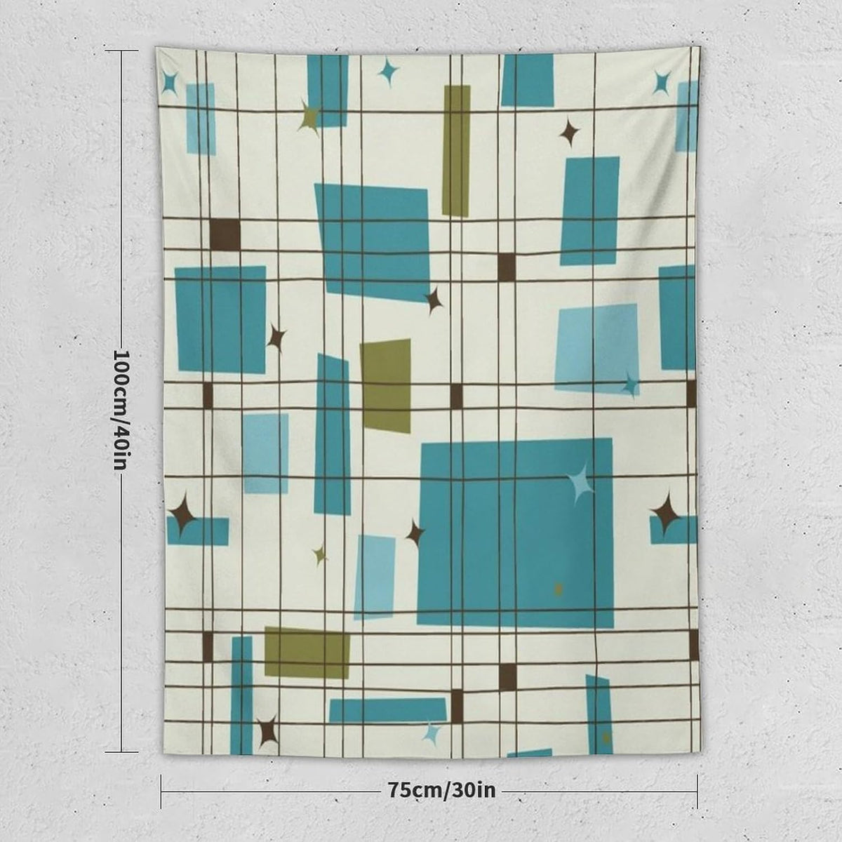 ICMOLYYENLO Boho Medieval Cat Tapestry, Abstract Atomic Starburst Geometric Aesthetic Art Wall Hanging For Bedroom Living Room Dormitory 60x60 Inches