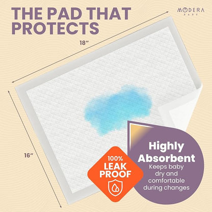 Organic Cotton Enhanced Disposable Changing Pad Liners | 16x18 Hypoallergenic Super Soft Ultra Absorbent Waterproof Quilted Underpads for Baby Diaper Table & Travel, Leak Proof, Mess Free (100 Pack)