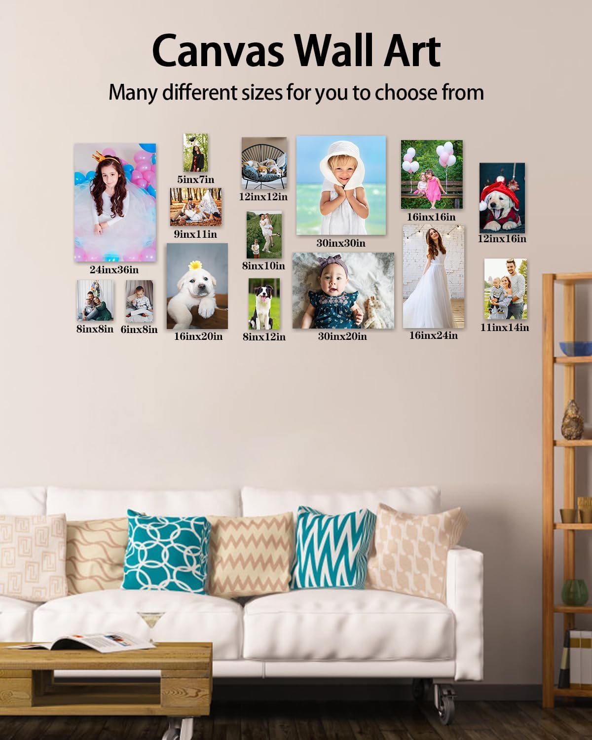 AbcCustomize Canvas Prints with Your Photos, Personalized Photo To Canvas Print for Bedroom, Living Room, Farmhouse Office Decor,Custom Canvas Wall Art for Gifts & Keepsakes, Ready to Hang