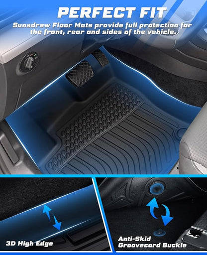 Sunsdrew Floor Mats for 2022-2026 Volkswagen Taos Accessories, All Weather Floor Liners 1st & 2nd Row Car Mats, TPE Rubber, Raised Edge