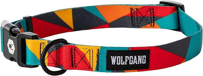 Wolfgang Heavy Duty, Adjustable Dog Collar with Quick Release Nylon Buckle for Walking & Training, ShatterShapes Print, Large