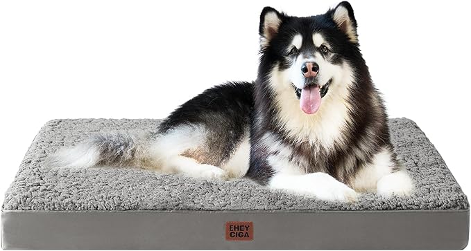 EHEYCIGA Orthopedic XXL Dog Beds for Jumbo Dogs with Removable Washable Cover,Light Grey, 50x36