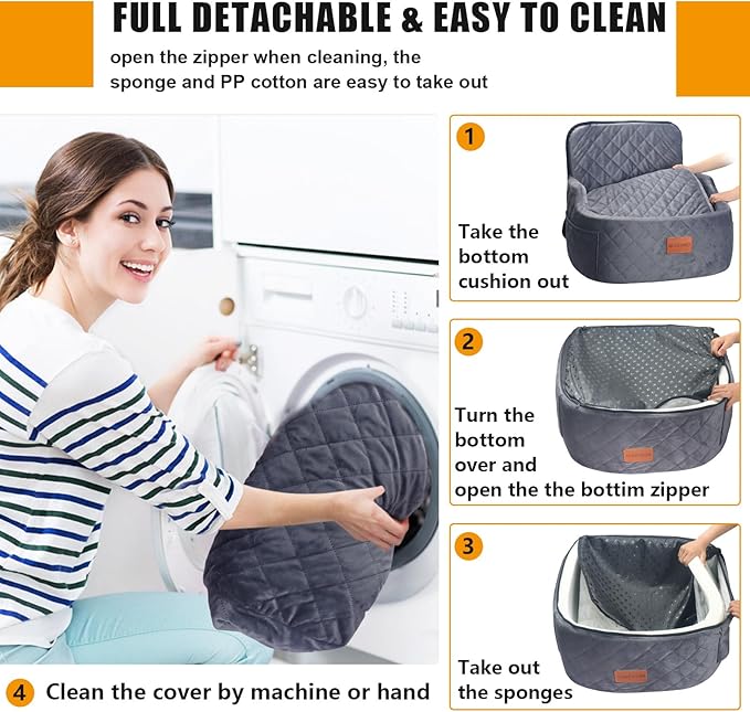 Dog Car Seat for Small Medium Memory Sponge Pet Booster Seat Fits Dogs Travel Bed up to 35 lbs,Dog seat Made of Materials is Safe and Comfortable (Gray - Dog Booster Seat, M)