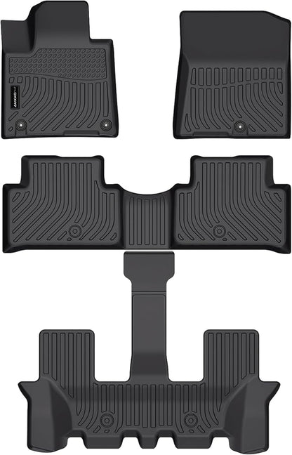 Auxko All Weather Floor Mats Fit for Kia Sorento Gasoline(6/7 Seat) 2021-2025 2026 TPE Liner Sorento 2021-2025 2026 Accessories Set All Season Odorless Anti-Slip Floor Mats