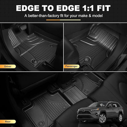 Floor Mats Fit for Mercedes-Benz C-Class C300 C43 AMG 2015-2021 Sedan Only | AOMSAZTO All Weather Custom Fit Floor Liners & Cargo Mat Full Set for 1st and 2nd Row, Black
