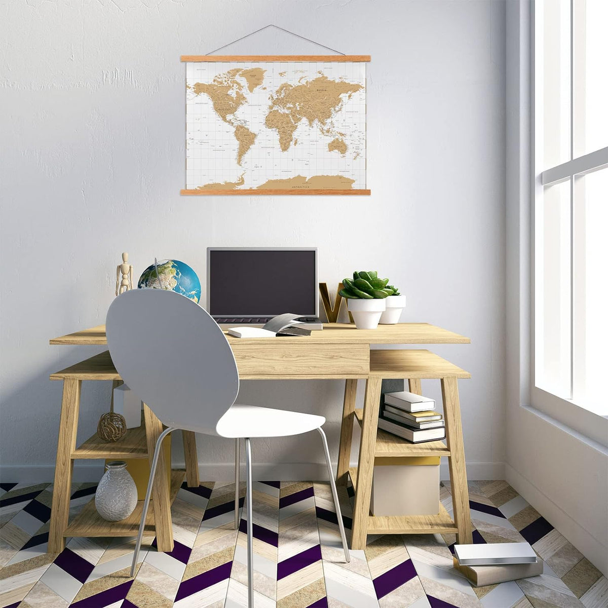 FALAMON Magnetic Poster Hanger Frame, 24x36 24x18 17x24 Teak Wood Magnet Poster Frame for Posters, Prints, Photos, Pictures, Maps, Scrolls, and Canvas Artwork
