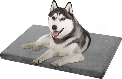 EMPSIGN Stylish Dog Bed Mat Dog Crate Pad Mattress Reversible (Cool & Warm), Water Proof Linings, Removable Machine Washable Cover, Firm Support Pet Crate Bed for Small to XX-Large Dogs, Grey