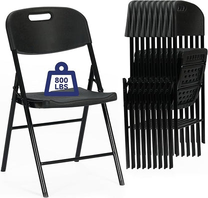 30 Pack Thicker 800 LBS Black Folding Chairs, Commercial Grade Folding Chair, Foldable Chairs for Events