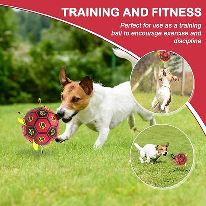 Dog Toys Soccer Ball with Straps, World Cup Interactive Dogs Toys for Tug of War, Yard Game, Water Toy, Herding Ball for Dogs, Durable Dog Balls with Skull Pattern for Puppy（6 Inch）