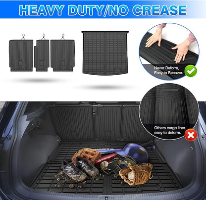 Cartist Cargo Mat Fit for Volkswagen VW Tiguan 5 Passenger 2018-2024 Trunk Mat with Backrest Mat Accessories TPE All Weather Anti-Slip