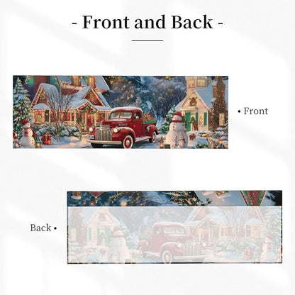 Worltoldb Christmas Red CarCurtain Valance Short Rod Pocket Window Treatment for Living Room Bedroom Kitchen Bathroom 1 Panel 54" W x 18" L