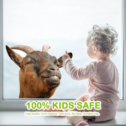 Smiling Goat Window Stickers Decor Funny Wall Stickers Peel and Stick Cute Goat Animals Wall Decals Removable Funny Goat Wall Window Decor for Farmhouse Kitchen Door Closet