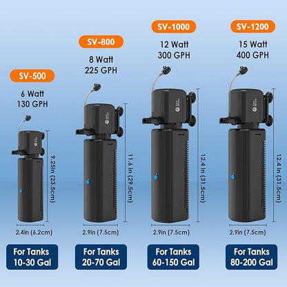 AquaMiracle Aquarium Filter with U - V Light & Filter Sponge, Fish Tank Filter with Timer for Green Water, Turtle Filter with Aeration & Rainfall Mode for Aquarium 20-70 Gallon