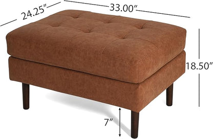 Christopher Knight Home Alcott Leather Ottoman Foot Rest, Upholstered Foot Stools Pouf Ottoman, Sofa Foot Rest for Living Room, Modern Coffee Table, Entryway Rectangle Small Footstool, Reddish Brown