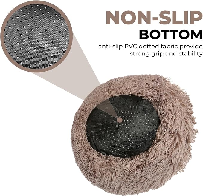 Whiskers & Friends Cat Bed, Cat Beds for Indoor Cats Washable, Orthopedic Soft Fluffy Round Calming Pet Bed for Small to Large Kitty Kittens & Dogs, Small Dog Beds & Furniture