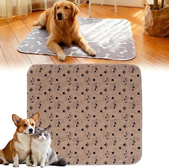 Pee Pads with Pheromones, Elite Pads for Cats, Washable Pee Pads for Dogs, Leak-Proof & Anti-Slip Pet Training Pad for Home & Travel(Brown-B, S: 11.8" × 11.8")