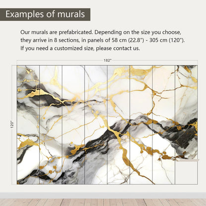 AFZEVEB-Black and Gold Marble Wallpaper Wall murals for Bedroom 182"x120" (Not Peel and Stick)