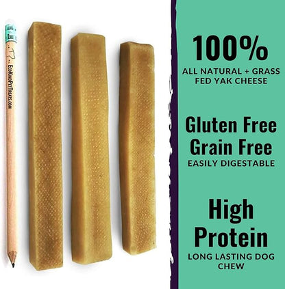 EcoKind Premium Gold Yak Cheese Himalayan Dog Chews, Dog Treats Large Breed, All Natural, High Protein, for Aggressive Chewers, Large - 3 Chews