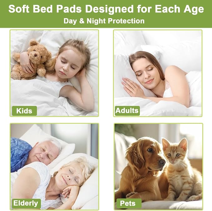 King Size Bed Pads Washable Waterproof, 80"x 78" Soft Reusable Pee Pads for Incontinence, 4-Layer Protectors Absorbent Cotton Underpads Mattress Protectors for Urine Adults, Seniors,Women & Pets