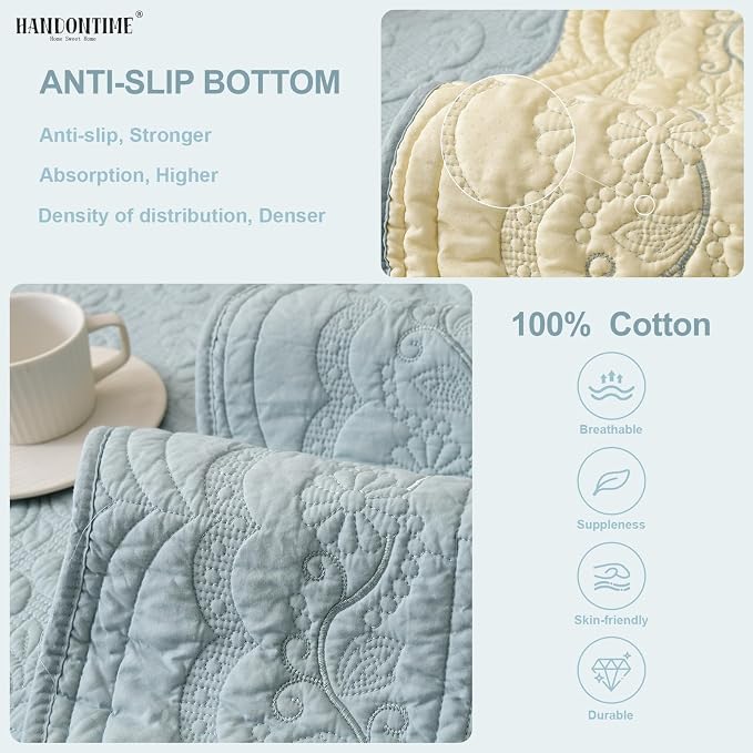HANDONTIME Pet Protector Furniture Covers - Cotton Couch Cushion Covers, Embroidery Jacquard Dog Couch Cover Sofa Cover for Dogs, Soft Pet Friendly Sofa Protector Washable (Misty Blue, 35.4" x 82.7")