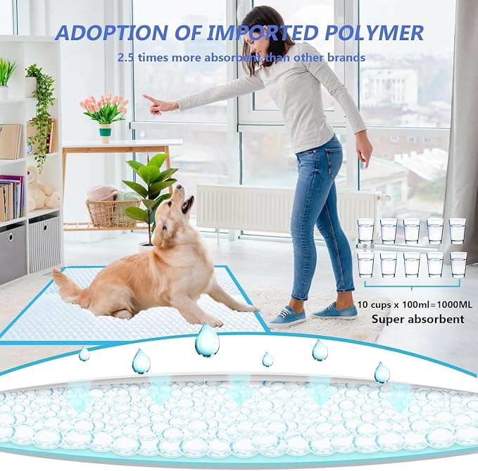 XXXL Puppy Pee Pads for Dogs 31"x47" 40 Count, Pee Pads Extra Large, Leak-Proof & Super Absorbent Dog Pee Pads, Thicken Disposable Potty Pads Puppy Training Pads for Cats Rabbits