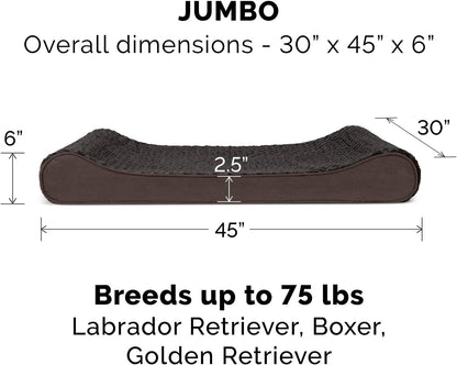 Furhaven Orthopedic Dog Bed for Large Dogs w/ Removable Washable Cover, For Dogs Up to 75 lbs - Ultra Plush Faux Fur & Suede Luxe Lounger Contour Mattress - Chocolate, Jumbo/XL