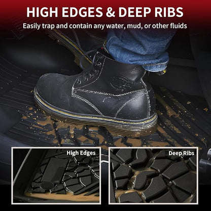 LASFIT Floor Mats for Jeep Grand Cherokee 2016-2021 5-Seat, for Dodge Durango 2016-2026 5-Seat (Not for 6-Seat), All Weather TPE Custom Fit Trunk Liners Car Floor Mats Black