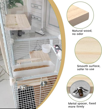 kathson 12 Pcs Wooden Bird Cage Platform Flat Birds Perch Stand Rectangle Parrot Perch with Washers for Bird Paw Grinding Cockatiel Cage Accessories for Parrot, Budgies, Conure, Lovebirds