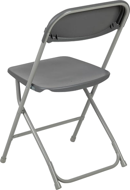 Flash Furniture Hercules Series Plastic Folding Chair - Grey - 2 Pack 650LB Weight Capacity Comfortable Event Chair-Lightweight Folding Chair