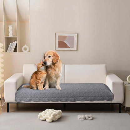 HANDONTIME Soft Cotton Sofa Cover Pet Friendly, Embroidery Elegant Pet Couch Cover, Jacquard Dog Couch Protector Washable for Sectional, Anti-Slip Dog Furniture Protector (Dusty Purple, 35.4" x82.7")