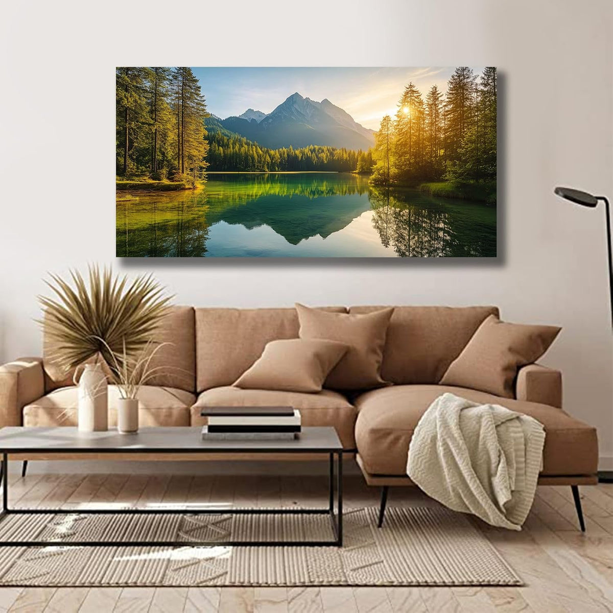 Yuaxker Tree of Life Wall Art Green and Yellow Wall Decor Modern Landscape Posters Artwork for Living Room Bedroom Dining Room Office Home Decor 24x48inch