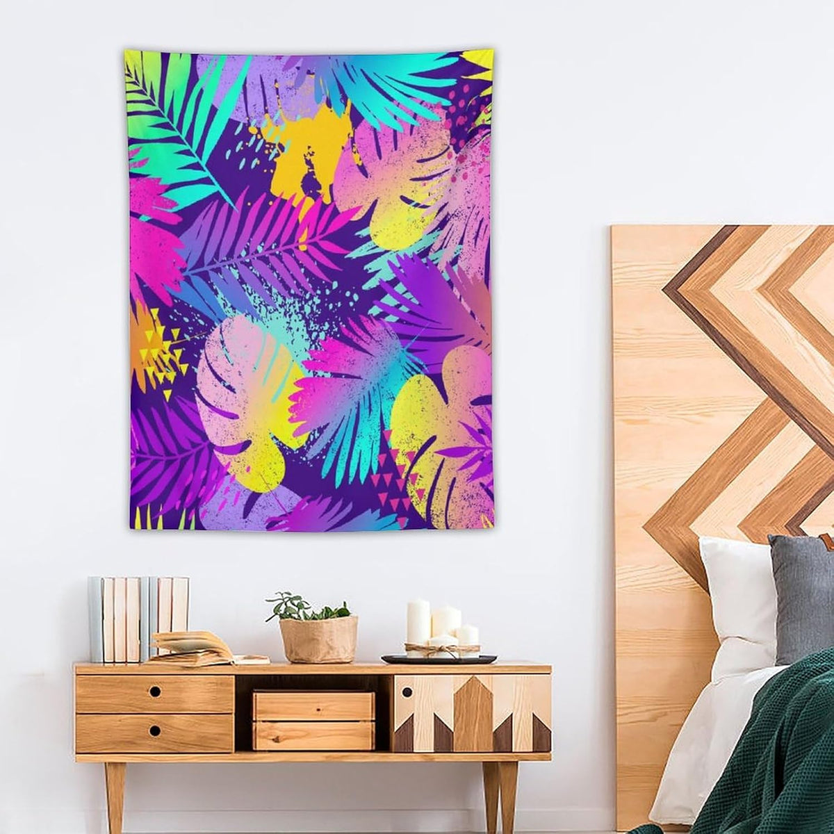 ICMOLYYENLO Palm Leaf Tapestry Wall Hanging, Tropical Leaves Plant Jungle Green Hawaiian Art Home Decor for Guest Bedroom Living Room Dormitory 40x60