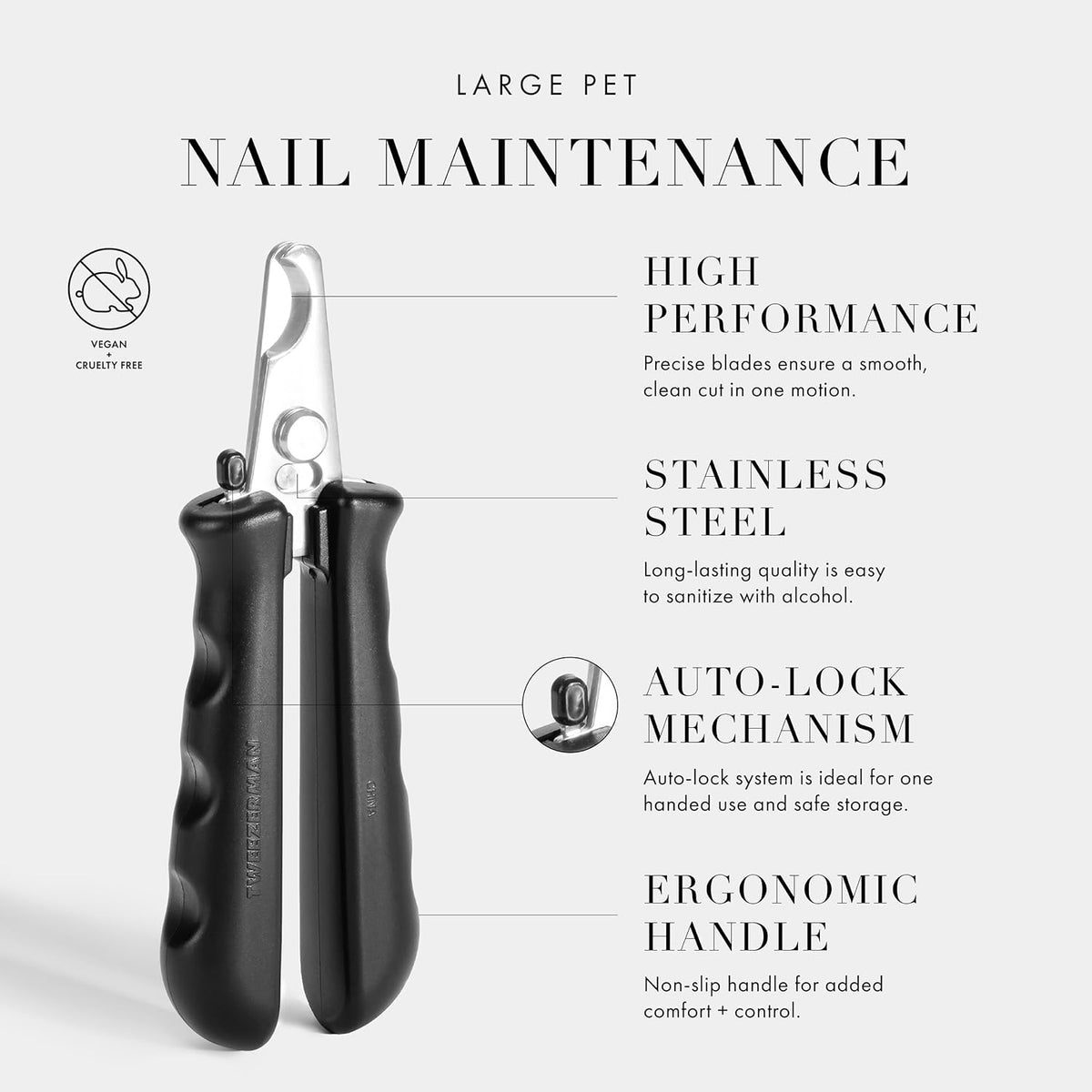 Tweezerman Large Nail Clippers for Dogs & Cats, Manual Professional Cat & Dog Nail Trimmer with Ergonomic Handle