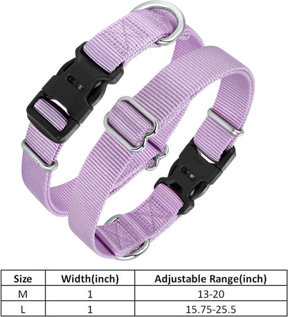 Mikivery Nylon Dog Collar with Quick Release Buckle Soft Adjustable Sturdy for Small Medium Large Dogs Violet,M