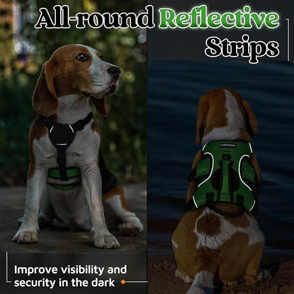 rabbitgoo Escape Proof Dog Harness for Small, No Pull with Lift Handle | No Escape, Full Soft Padded, Reflective Adjustable Vest, Leash Clip for Walking Hiking Training, Green, Small