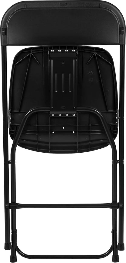 Flash Furniture Hercules Set of 10 Indoor/Outdoor Heavy-Duty Plastic Folding Chairs, Foldable Commercial Stacking Chairs with 650-lb. Static Weight Capacity, Black