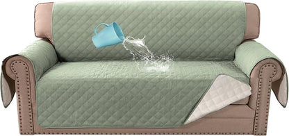 H.VERSAILTEX Couch Cover, Sofa Cover 2 Cushion Couch, Dog Couch Cover Protector, Furniture Covers for Pets, 100% Waterproof Cover with Non-Skid Backing & Elastic Straps(Loveseat, Pale Aqua)