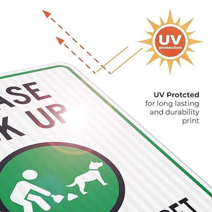 Clean Up After Your Dog Sign, Please Pick Up After Your Pet Sign, 24x30 Inches, 3M EGP Reflective .080 Aluminum, Fade Resistant, Indoor/Outdoor Use, Made in USA