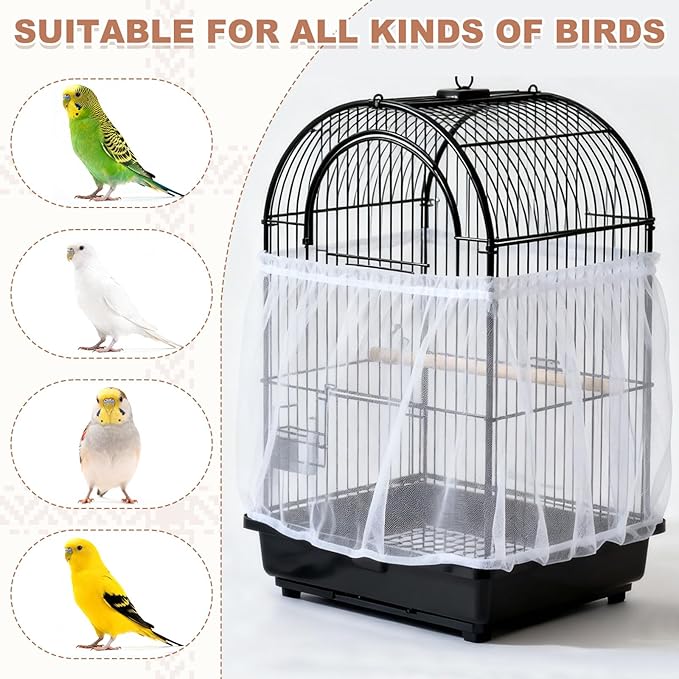Bird Cage Seed Catcher, Bird Cage Net Cover Seeds Guard, Universal Birdcage Accessories, Blue/Green, Circumference 59.1"-78.7", Height 13.8" for Parrot Cockatiel Enclosures