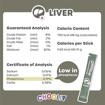 Choolip Squeeze Vita Stick Lickable Cat Treats & Dog Puree – 49-Count Liver Support Tubes, Creamy Grain-Free High-Protein Puree with Milk Thistle, Vitamin E & CoQ10 for Liver Health & Detox Support