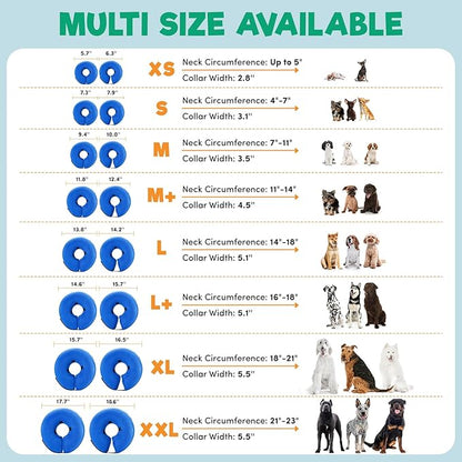 BENCMATE Inflatable Dog Cone Collar Alternative, Soft Dog Cone for Small Medium Large Dogs and Cats, Neck Recovery ECollar Donut Collar After Surgery (Medium+, Flag)