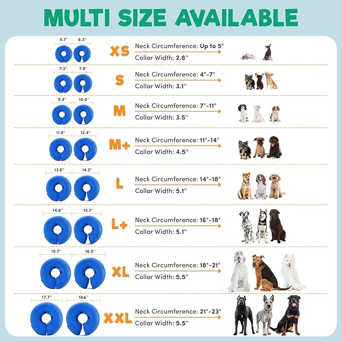 BENCMATE Inflatable Dog Cone Collar Alternative, Soft Dog Cone for Small Medium Large Dogs and Cats, Neck Recovery ECollar Donut Collar After Surgery (Small, Tennis)